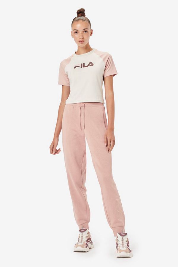 Fila Aisha Crop Women's T-Shirts - Deep/Rose,NZ 498-23065